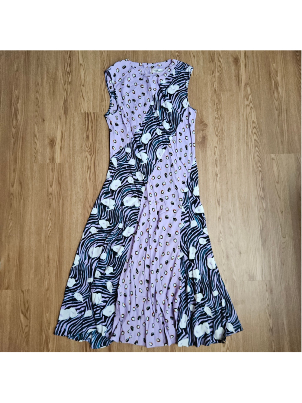 Abstract Diane von Furstenberg Sunniva Printed Crepe Midi Dress Lilac Womens 16